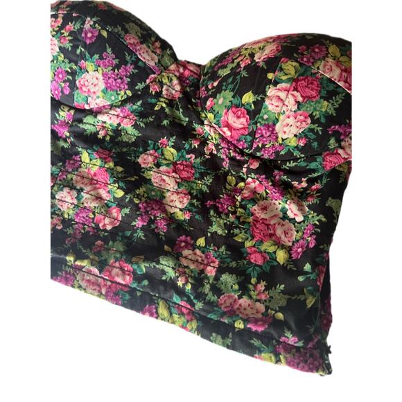 Sans Souci Tops - Strapless Crop Top Floral Zipper Stretchy Top Size Medium